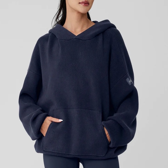 ALO Yoga Sweaters - Alo Yoga Scholar Hooded Sweater Navy Small